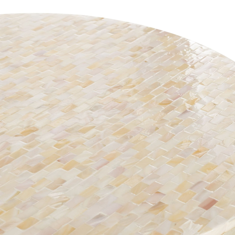 Safavieh Fae Elegant Round Mosaic Side Table With Faux Mother-Of-Pearl Inlay In Pink Champagne & Gold TRB1008A