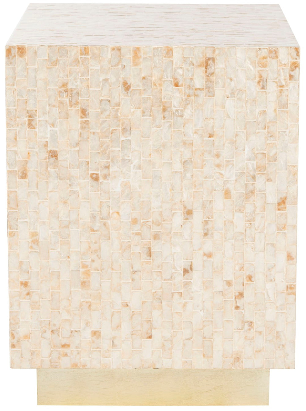 Safavieh Juno Rectangle Mosaic Side Table - Modern Luxury Accent With Faux Mother-Of-Pearl Finish In Beige & Gold TRB1009A