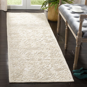 Safavieh Trace Hand‑Tufted Ivory Area Rug, Wool‑Cotton Blend With Low Profile, Subtle Medallion Elegance 10'-0" x 10'-0" TRC101C-10SQ