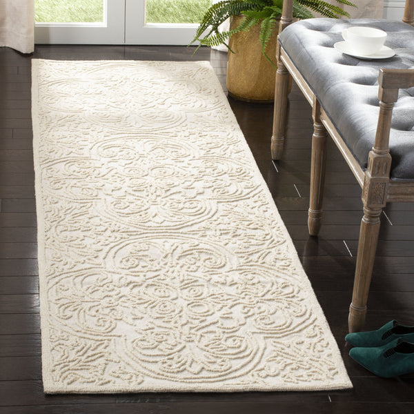 Safavieh Trace Hand‑Tufted Ivory Area Rug, Wool‑Cotton Blend With Low Profile, Subtle Medallion Elegance 10'-0" x 10'-0" TRC101C-10SQ