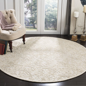 Safavieh Trace Hand‑Tufted Ivory Area Rug, Wool‑Cotton Blend With Low Profile, Subtle Medallion Elegance 10'-0" x 10'-0" TRC101C-10SQ