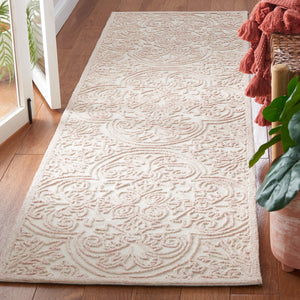 Safavieh Trace Hand-Tufted Ivory Pink Wool-Cotton Rug With Medallion Motif, Low Profile, Durable Comfort 6'-0" x 8'-0" TRC101U-68