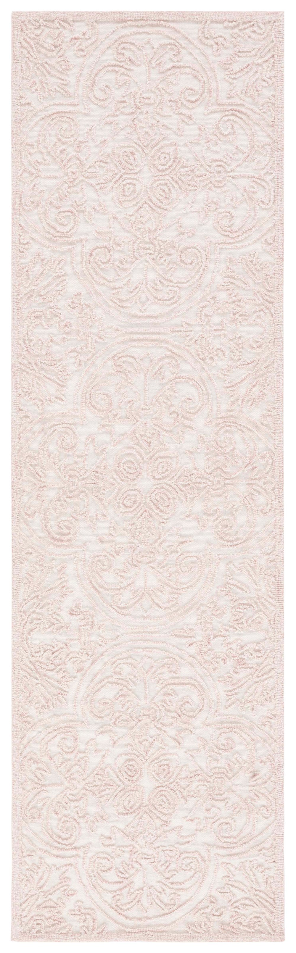 Safavieh Trace Hand-Tufted Ivory Pink Medallion Rug — Soft Wool-Cotton Blend, Low-Profile, Durable Charm 2'-0" x 3'-0" TRC101U-2