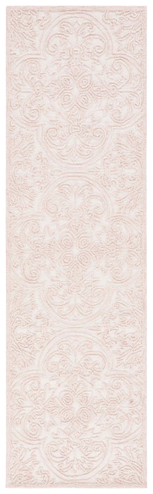 Safavieh Trace Hand-Tufted Ivory Pink Wool-Cotton Rug With Medallion Motif, Low Profile, Durable Comfort 6'-0" x 8'-0" TRC101U-68