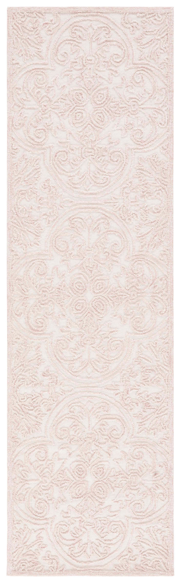 Safavieh Trace Hand-Tufted Ivory Pink Wool-Cotton Rug With Medallion Motif, Low Profile, Durable Comfort 6'-0" x 8'-0" TRC101U-68