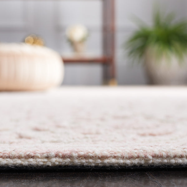 Safavieh Trace Hand-Tufted Ivory Pink Wool-Cotton Rug With Medallion Motif, Low Profile, Durable Comfort 6'-0" x 8'-0" TRC101U-68