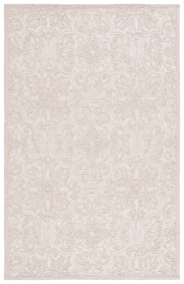 Safavieh Trace Hand-Tufted Ivory Pink Wool-Cotton Rug With Medallion Motif, Low Profile, Durable Comfort 6'-0" x 8'-0" TRC101U-68