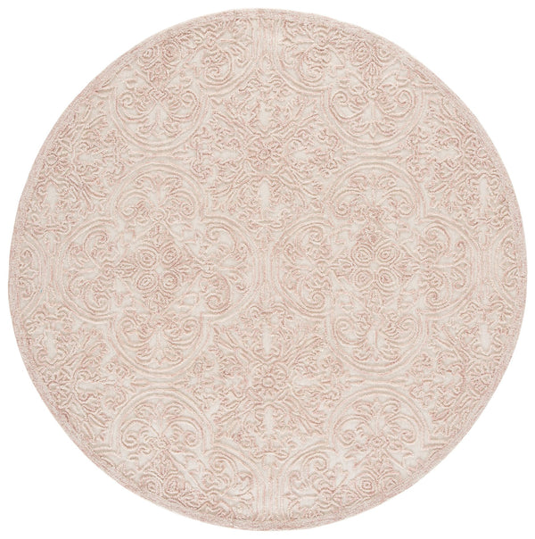 Safavieh Trace Hand-Tufted Ivory Pink Wool-Cotton Rug With Medallion Motif, Low Profile, Durable Comfort 6'-0" x 8'-0" TRC101U-68
