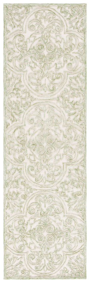 Safavieh Trace Hand-Tufted Ivory And Green Accent Rug, Wool-Cotton Blend, Low-Profile Pile, Transitional Elegance 2'-0" x 3'-0" TRC101Y-2
