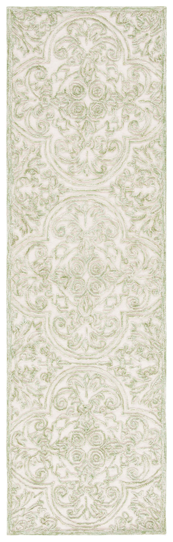 Safavieh Trace Hand-Tufted Ivory And Green Accent Rug, Wool-Cotton Blend, Low-Profile Pile, Transitional Elegance 2'-0" x 3'-0" TRC101Y-2
