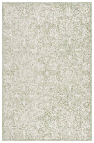 Safavieh Trace Hand-Tufted Ivory And Green Accent Rug, Wool-Cotton Blend, Low-Profile Pile, Transitional Elegance 2'-0" x 3'-0" TRC101Y-2