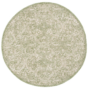 Safavieh Trace Hand-Tufted Ivory And Green Accent Rug, Wool-Cotton Blend, Low-Profile Pile, Transitional Elegance 2'-0" x 3'-0" TRC101Y-2