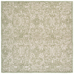 Safavieh Trace Hand-Tufted Ivory And Green Accent Rug, Wool-Cotton Blend, Low-Profile Pile, Transitional Elegance 2'-0" x 3'-0" TRC101Y-2
