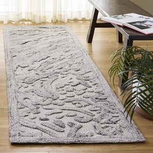 Safavieh Trace Hand-Tufted Geometric Runner In Grey Ivory — Wool Blend Low-Pile Rug For Hallways & Entryways 2'-3" x 8'-0" TRC206F-28