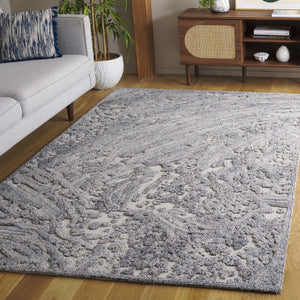 Safavieh Trace Plush Hand-Tufted Area Rug In Grey Ivory — Abstract Modern Texture, Durable Wool Blend Finish 6'-0" x 6'-0" TRC206F-6R
