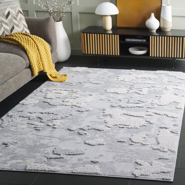 Safavieh Trends Ivory/Grey Abstract Area Rug — Power-Loomed Durability, Soft Poly Blend For High-Traffic Spaces 6'-7" x 6'-7" TRD100F-7SQ