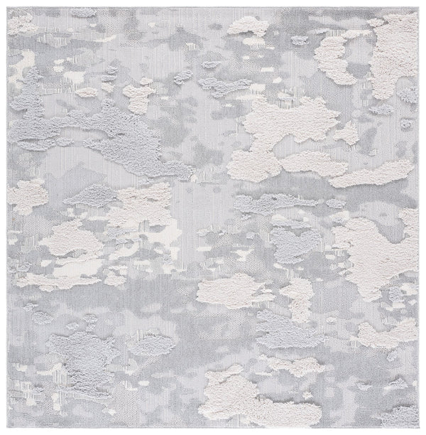 Safavieh Trends Ivory/Grey Abstract Area Rug — Power-Loomed Durability, Soft Poly Blend For High-Traffic Spaces 6'-7" x 6'-7" TRD100F-7SQ