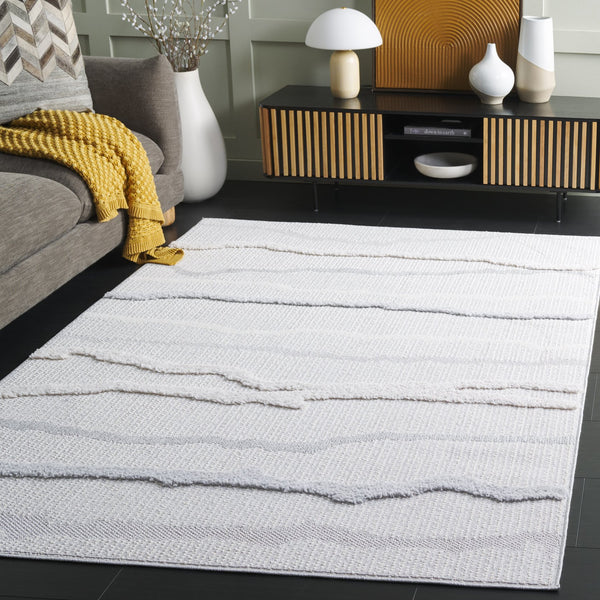 Safavieh Trends Modern Round Ivory & Grey Area Rug — Power-Loomed Turkey, Plush 1.25" Pile, Durable Style 6'-7" x 6'-7" TRD112F-7R