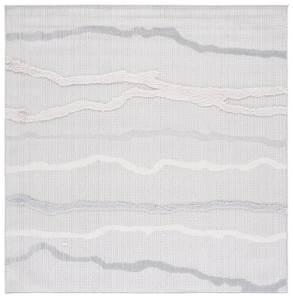 Safavieh Trends Modern Round Ivory & Grey Area Rug — Power-Loomed Turkey, Plush 1.25" Pile, Durable Style 6'-7" x 6'-7" TRD112F-7R