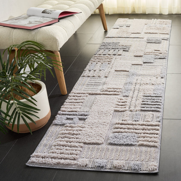Safavieh Trends Modern Geometric Area Rug In Ivory & Grey — Power-Loomed Durability, Low-Maintenance Style 6'-7" x 6'-7" TRD126F-7R
