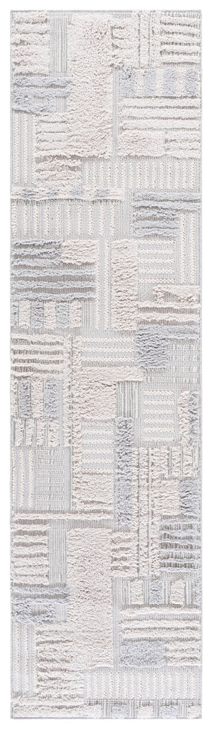 Safavieh Trends Modern Geometric Area Rug In Ivory & Grey — Power-Loomed Durability, Low-Maintenance Style 6'-7" x 6'-7" TRD126F-7R