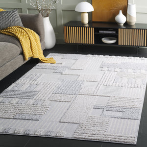 Safavieh Trends Modern Geometric Area Rug In Ivory & Grey — Power-Loomed Durability, Low-Maintenance Style 6'-7" x 6'-7" TRD126F-7R