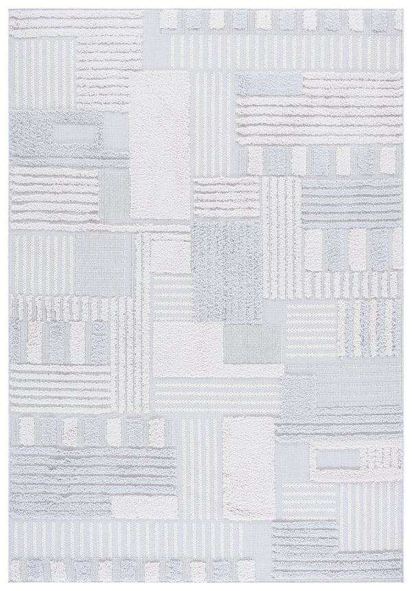 Safavieh Trends Modern Geometric Area Rug In Ivory & Grey — Power-Loomed Durability, Low-Maintenance Style 6'-7" x 6'-7" TRD126F-7R