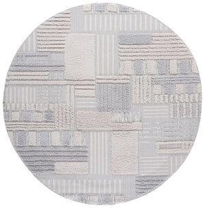 Safavieh Trends Modern Geometric Area Rug In Ivory & Grey — Power-Loomed Durability, Low-Maintenance Style 6'-7" x 6'-7" TRD126F-7R