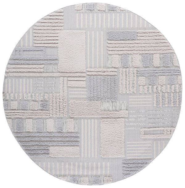 Safavieh Trends Modern Geometric Area Rug In Ivory & Grey — Power-Loomed Durability, Low-Maintenance Style 6'-7" x 6'-7" TRD126F-7R