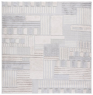 Safavieh Trends Modern Geometric Area Rug In Ivory & Grey — Power-Loomed Durability, Low-Maintenance Style 6'-7" x 6'-7" TRD126F-7R