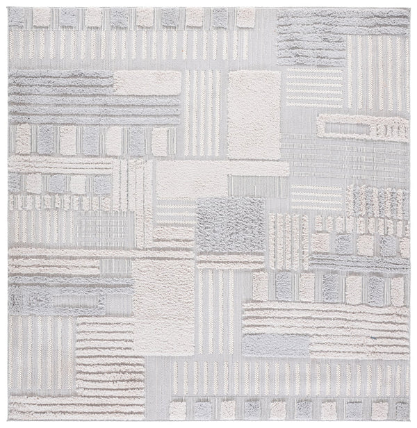 Safavieh Trends Modern Geometric Area Rug In Ivory & Grey — Power-Loomed Durability, Low-Maintenance Style 6'-7" x 6'-7" TRD126F-7R