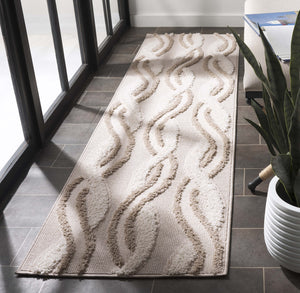 Safavieh Trends Elegant Modern Area Rug With Wave Pattern, Plush Softness, Durable Craftsmanship From Turkey Beige ,Ivory 70% Polyester,30% Polypropylene Trd132b-7sq