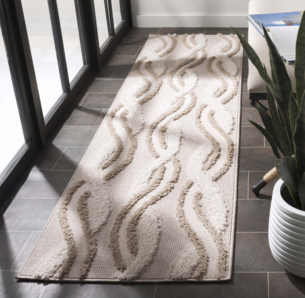 Safavieh Trends Elegant Modern Area Rug With Wave Pattern, Plush Softness, Durable Craftsmanship From Turkey Beige ,Ivory 70% Polyester,30% Polypropylene Trd132b-7sq