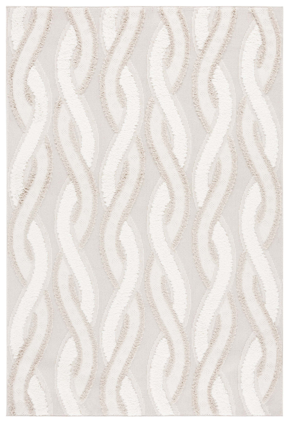 Safavieh Trends Elegant Modern Area Rug With Wave Pattern, Plush Softness, Durable Craftsmanship From Turkey Beige ,Ivory 70% Polyester,30% Polypropylene Trd132b-7sq