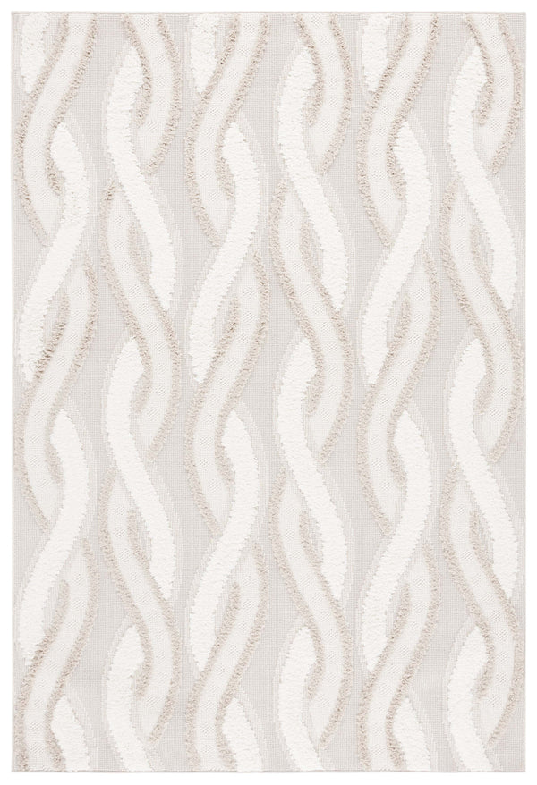 Safavieh Trends Elegant Modern Area Rug With Wave Pattern, Plush Softness, Durable Craftsmanship From Turkey Beige ,Ivory 70% Polyester,30% Polypropylene Trd132b-7sq