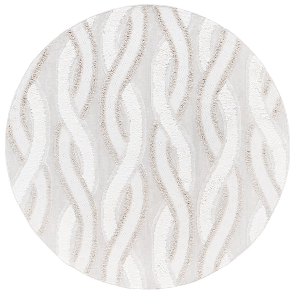 Safavieh Trends Elegant Modern Area Rug With Wave Pattern, Plush Softness, Durable Craftsmanship From Turkey Beige ,Ivory 70% Polyester,30% Polypropylene Trd132b-7sq