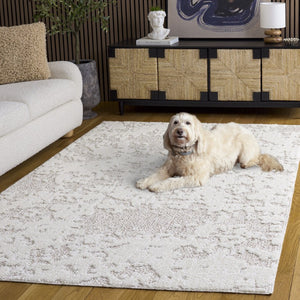 Safavieh Trends Solid Ivory Taupe Low Pile Hallway Runner Polyester Jute Blend Modern Neutral 5'-3" x 7'-6" TRD500A-5