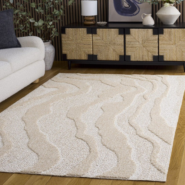 Safavieh Trends Power Loomed Solid Beige Ivory Runner Rug for Hallway or Kitchen Floor 5'-3" x 7'-6" TRD502B-5