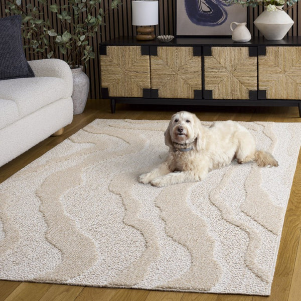 Safavieh Trends Power Loomed Solid Beige Ivory Runner Rug for Hallway or Kitchen Floor 6'-0" x 9'-0" TRD502B-6