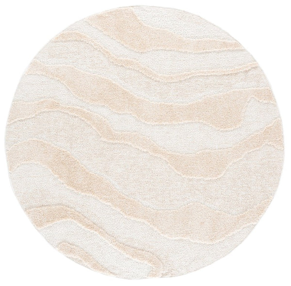 Safavieh Trends Power Loomed Solid Beige Ivory Runner Rug for Hallway or Kitchen Floor 6'-7" x 6'-7" Round TRD502B-7R