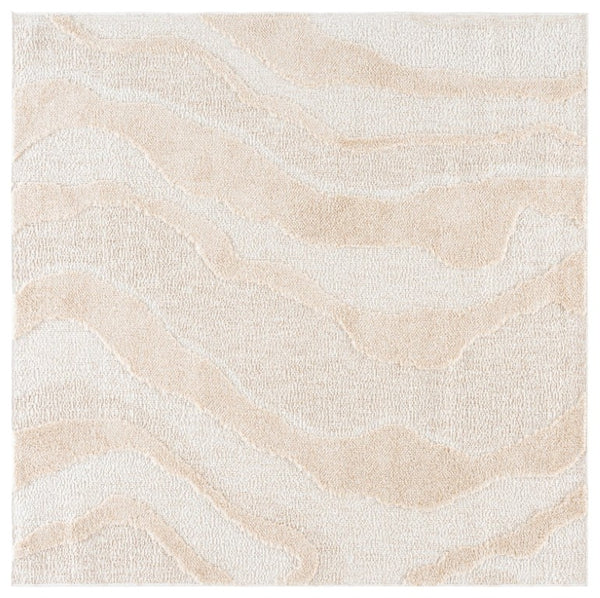 Safavieh Trends Power Loomed Solid Beige Ivory Runner Rug for Hallway or Kitchen Floor 6'-7" x 6'-7" Square TRD502B-7SQ