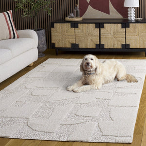 Safavieh Trends Power Loomed Solid Ivory Runner Rug for Hallways and Entryways Low Pile 5'-3" x 7'-6" TRD504A-5