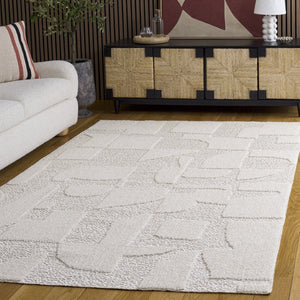 Safavieh Trends Power Loomed Solid Ivory Runner Rug for Hallways and Entryways Low Pile 5'-3" x 7'-6" TRD504A-5