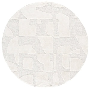 Safavieh Trends Power Loomed Solid Ivory Runner Rug for Hallways and Entryways Low Pile 6'-7" x 6'-7" (Round) TRD504A-7R