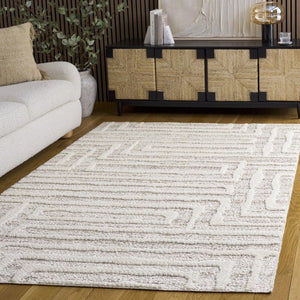 Safavieh Trends Solid Neutral Runner Rug in Polyester Jute Blend for Hallways and Entryways 5'-3" x 7'-6" TRD506A-5