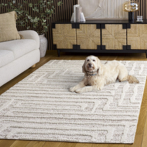Safavieh Trends Solid Neutral Runner Rug in Polyester Jute Blend for Hallways and Entryways 6'-0" x 9'-0" TRD506A-6