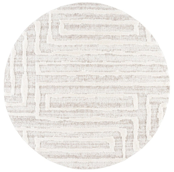Safavieh Trends Solid Neutral Runner Rug in Polyester Jute Blend for Hallways and Entryways 6'-7" x 6'-7" (Round) TRD506A-7R