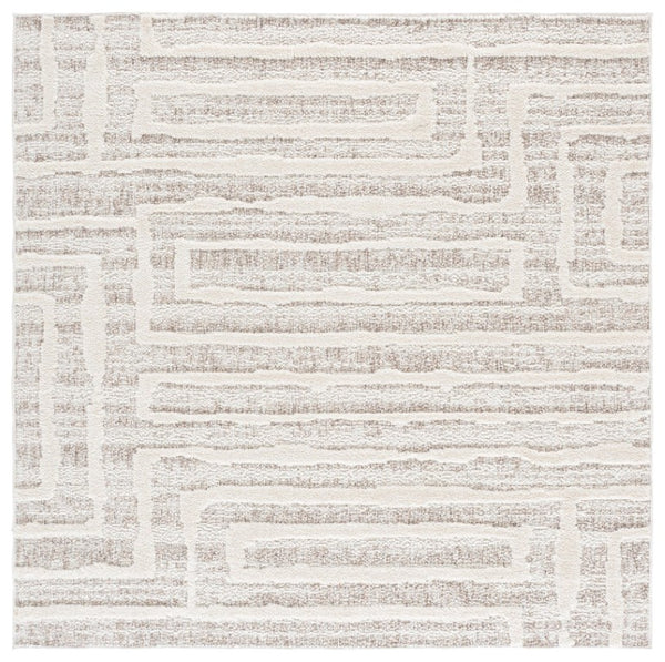 Safavieh Trends Solid Neutral Runner Rug in Polyester Jute Blend for Hallways and Entryways 6'-7" x 6'-7" (Square) TRD506A-7SQ
