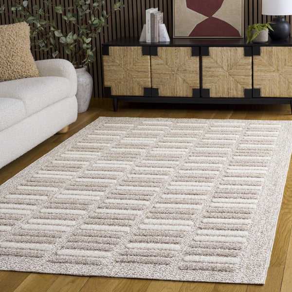 Safavieh Trends Power Loomed Solid Runner Rug in Taupe Ivory for Hallways and Entryways 5'-3" x 7'-6" TRD508E-5