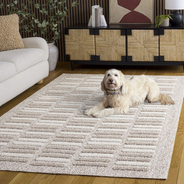 Safavieh Trends Power Loomed Solid Runner Rug in Taupe Ivory for Hallways and Entryways 6'-0" x 9'-0" TRD508E-6